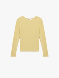 Slim Fit Uzun Kollu Bisiklet Yaka Basic Tişört