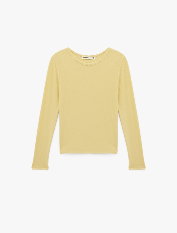  Slim Fit Uzun Kollu Bisiklet Yaka Basic Tişört