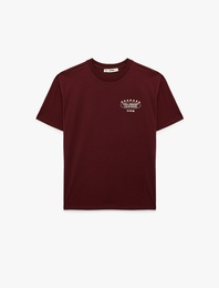 Rahat Kalıp Bisiklet Yaka Kısa Kollu Pamuklu Arkası Baskılı Tişört