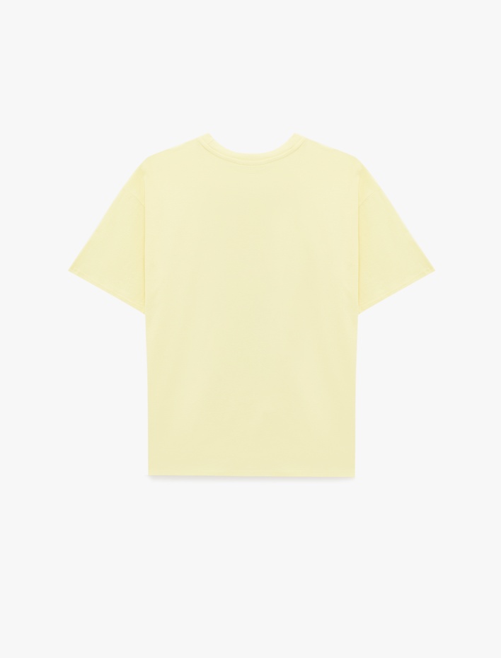  Rahat Kalıp Kısa Kollu Baskılı Bisiklet Yaka Pamuklu Ayıcıklı Tişört