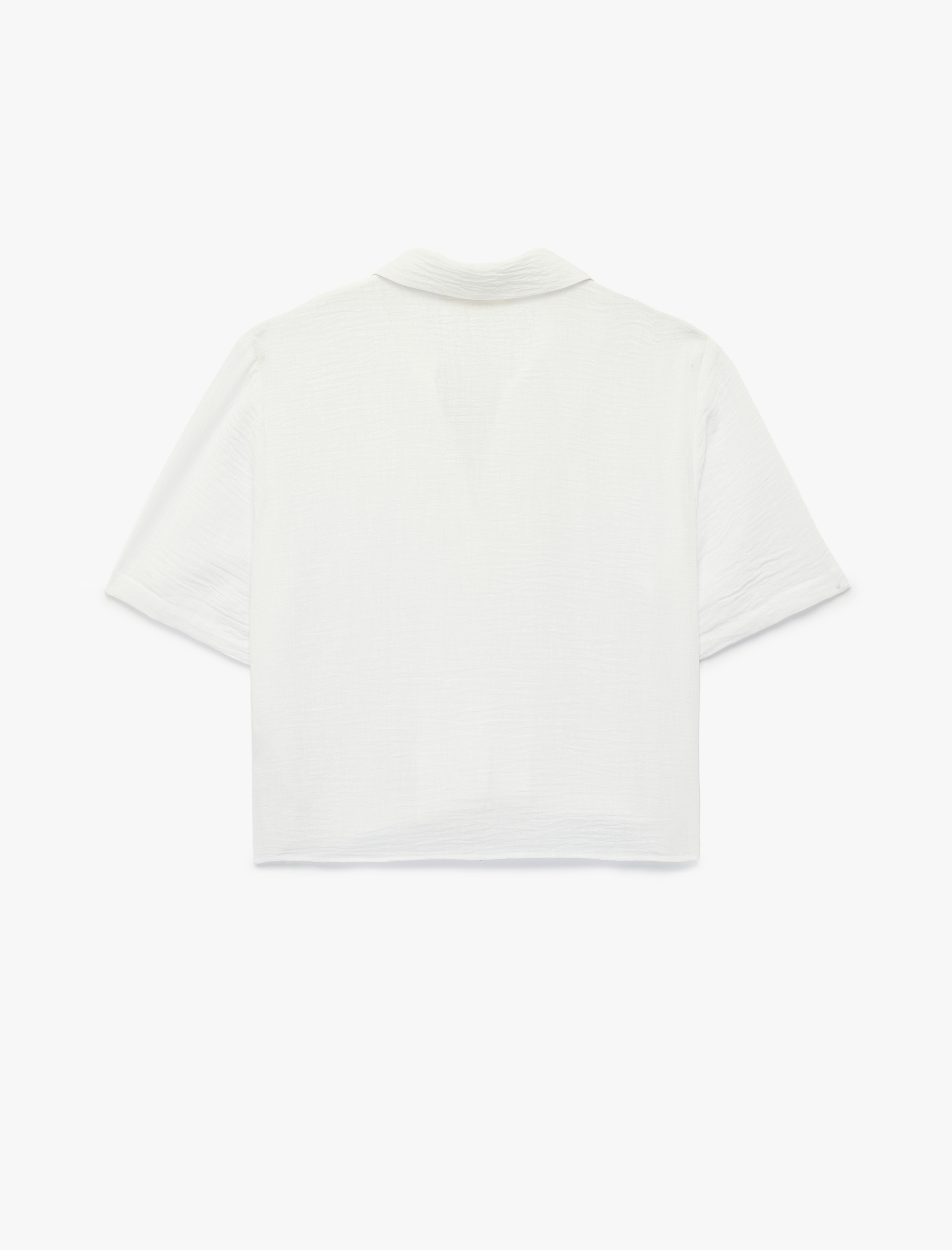   Keten Görünümlü Klasik Yaka Kısa Kollu Gömlek