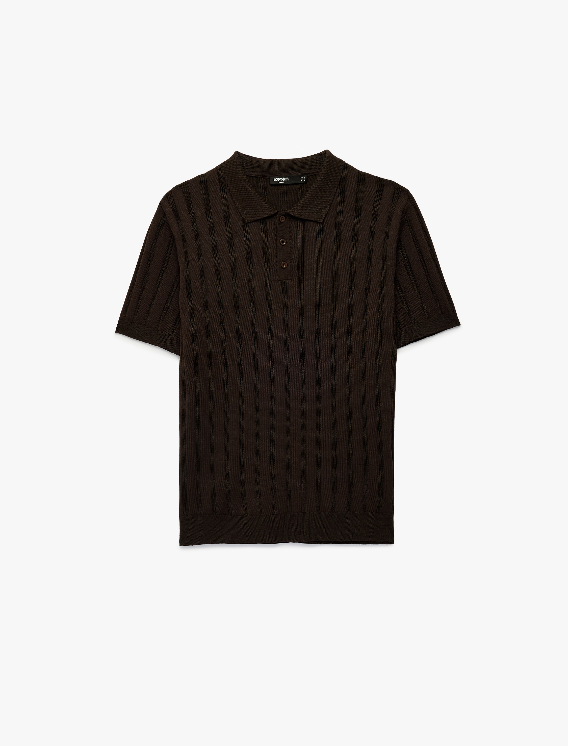   Regular Fit Kısa Kollu Dokulu Düğmeli Polo Yaka Triko Tişört