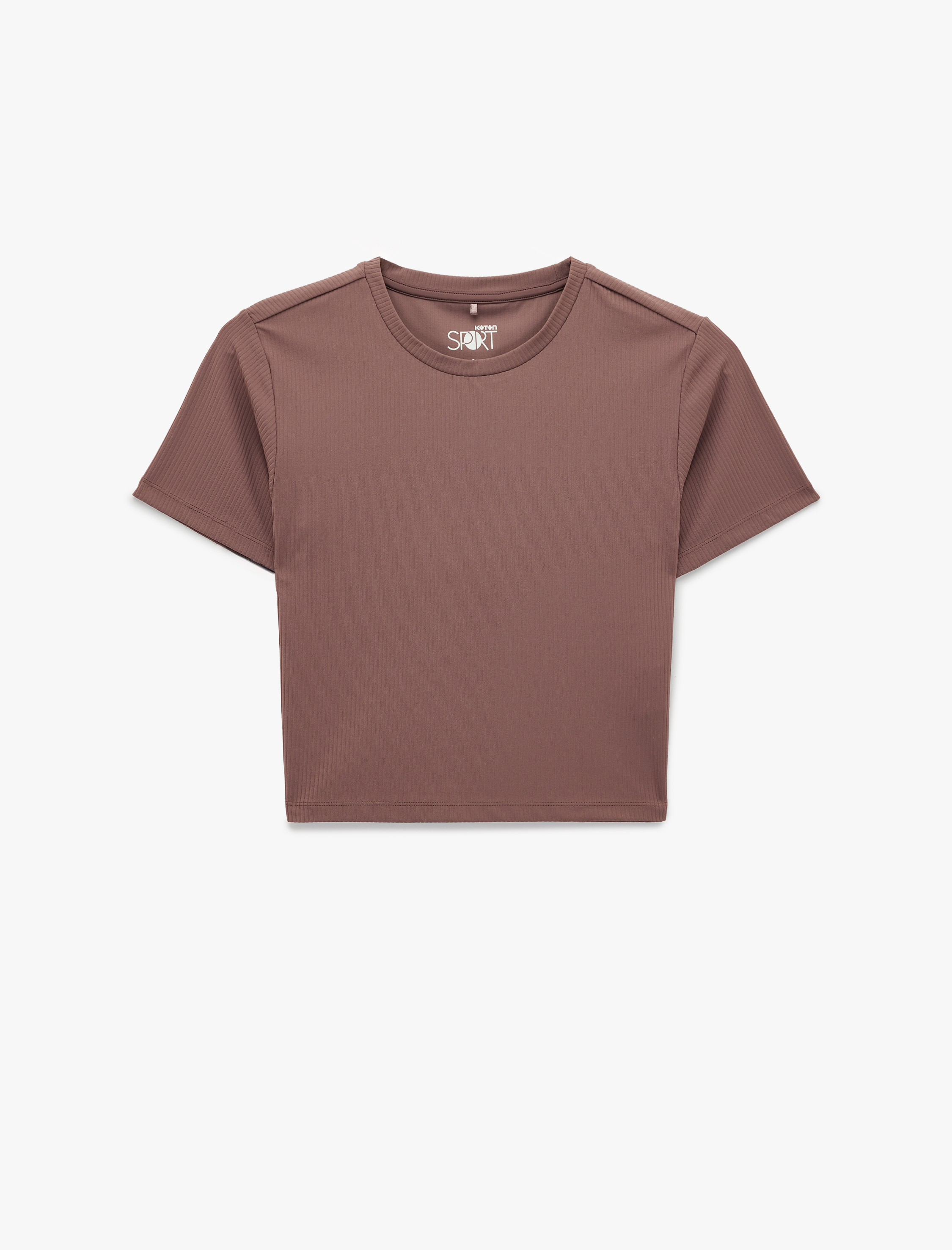   Slim Fit Kısa Kollu Bisiklet Yaka Crop Spor Tişört