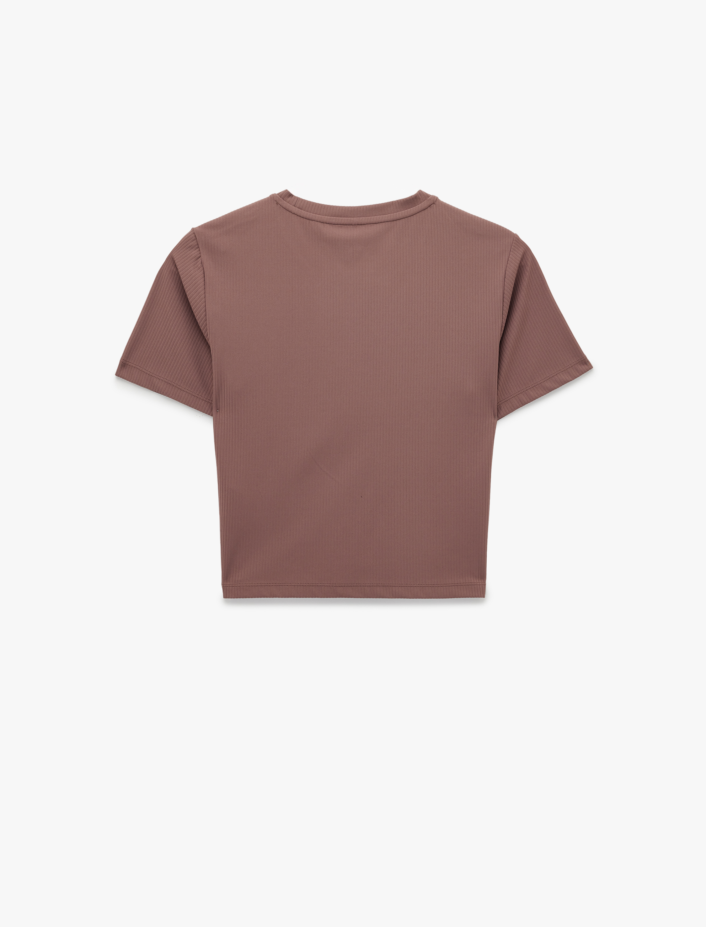   Slim Fit Kısa Kollu Bisiklet Yaka Crop Spor Tişört