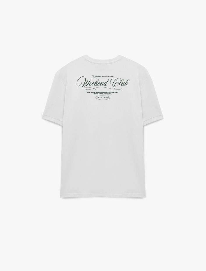  Regular Fit Kısa Kollu Bisiklet Yaka Pamuklu Arkası Baskılı Tişört