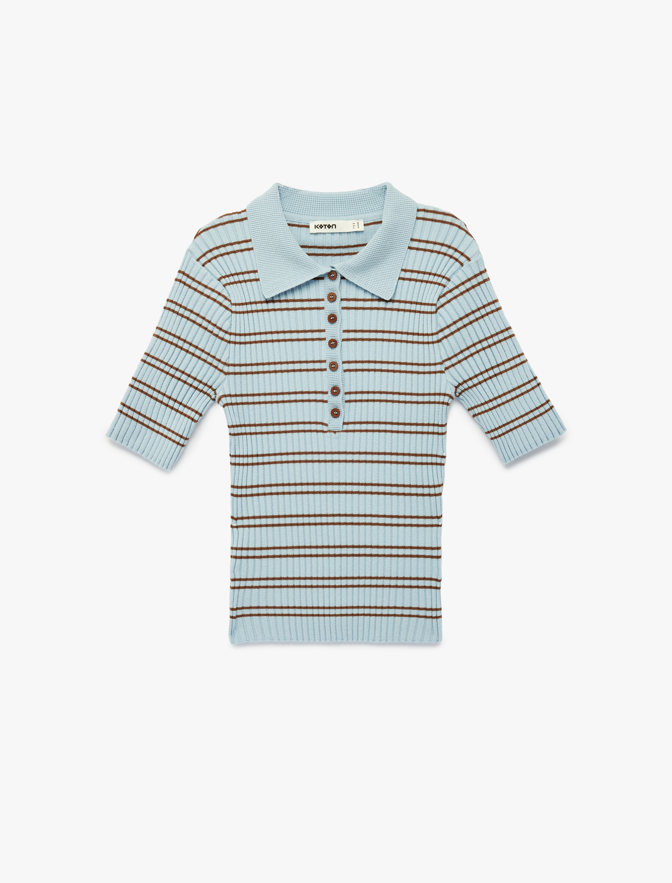   Regular Fit Kısa Kollu Yarım Düğmeli Polo Yaka Triko Kazak