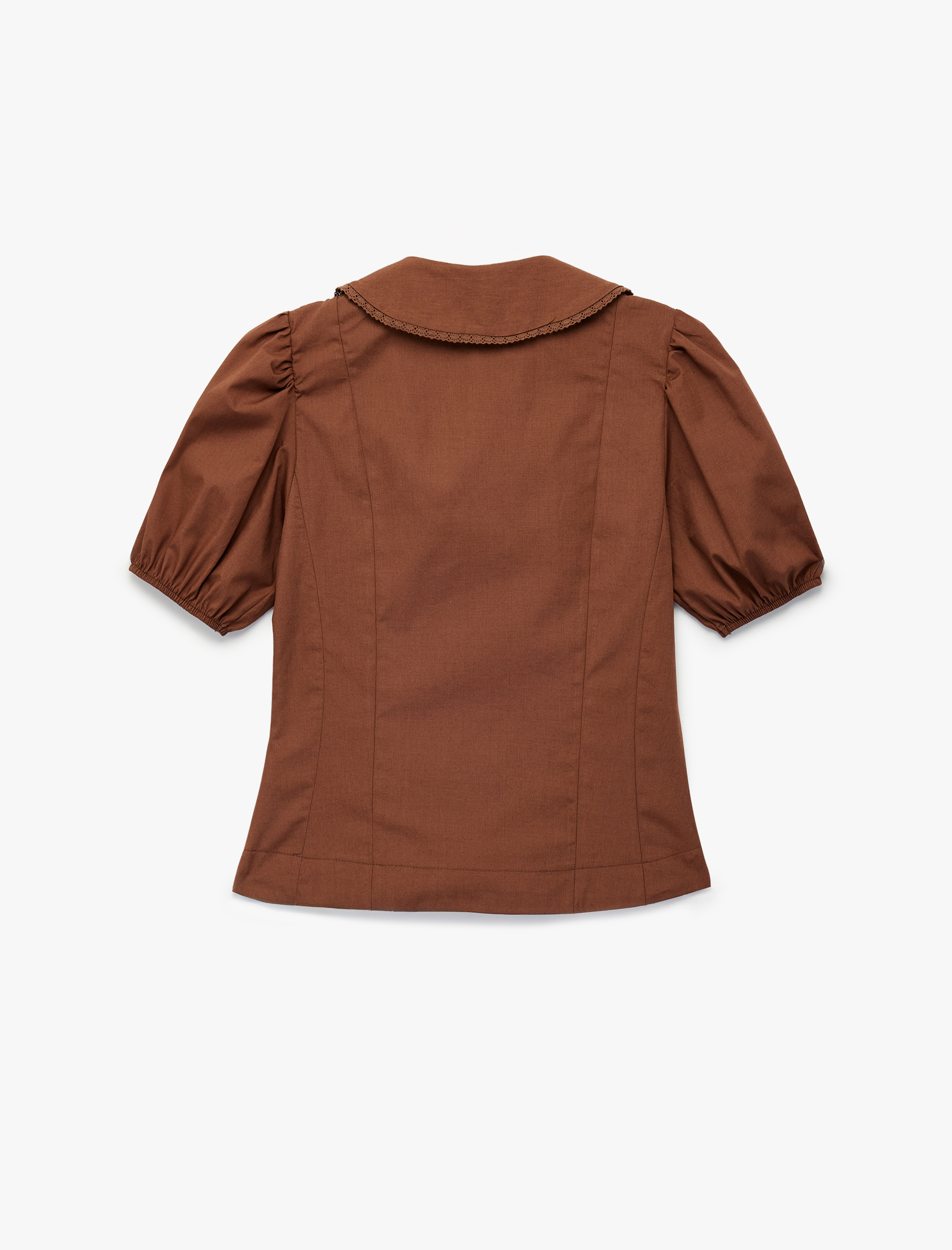   Pamuklu Kısa Balon Kollu Düğmeli Bebe Yaka Dantelli Gömlek