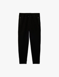 Pamuklu Fermuarlı Cepli Lastikli Paça Beli Bağcıklı Jogger Spor Eşofman Altı