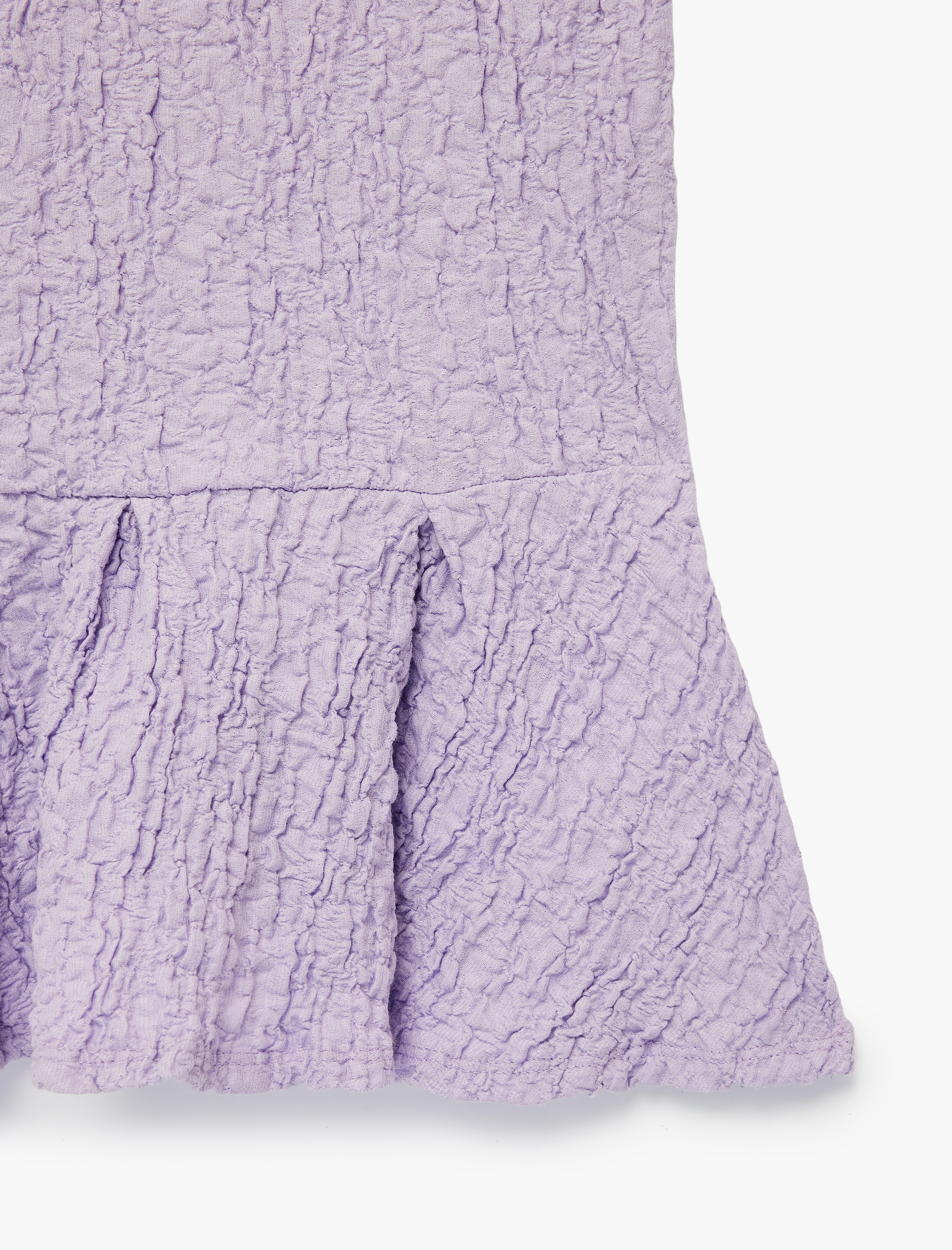   Slim Fit Bisiklet Yaka Kısa Kollu Dokulu Peplum Bluz