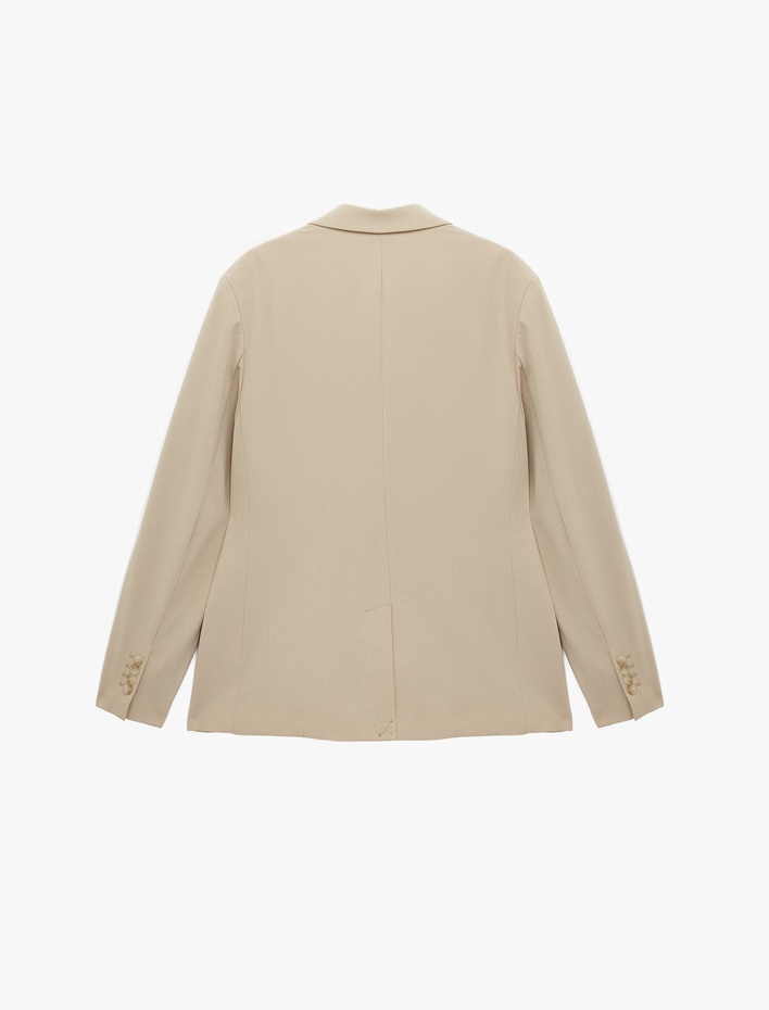  Regular Fit Uzun Kollu Cepli Düğmeli Gömlek Yaka Blazer Ceket