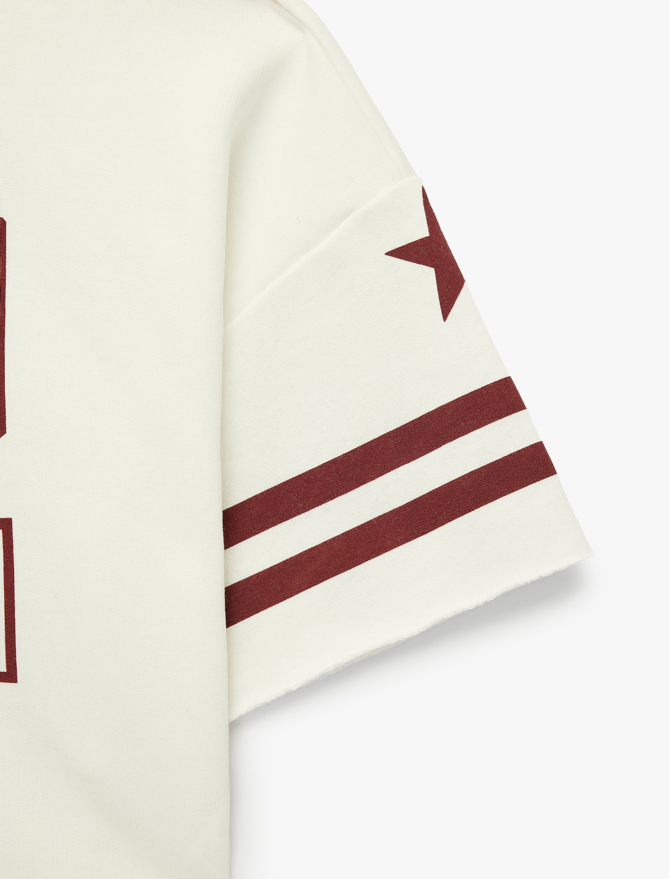   Arkası Baskılı Rahat Kalıp 3/4 Kol Bisiklet Yaka Crop Tişört