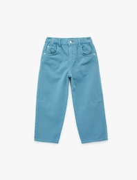 Pamuklu Düğmeli Cepli Balon Form Pantolon