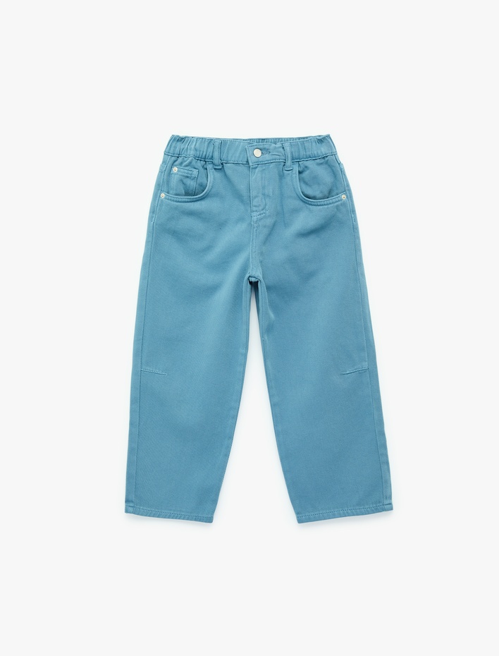 Erkek Bebek Pamuklu Düğmeli Cepli Balon Form Pantolon