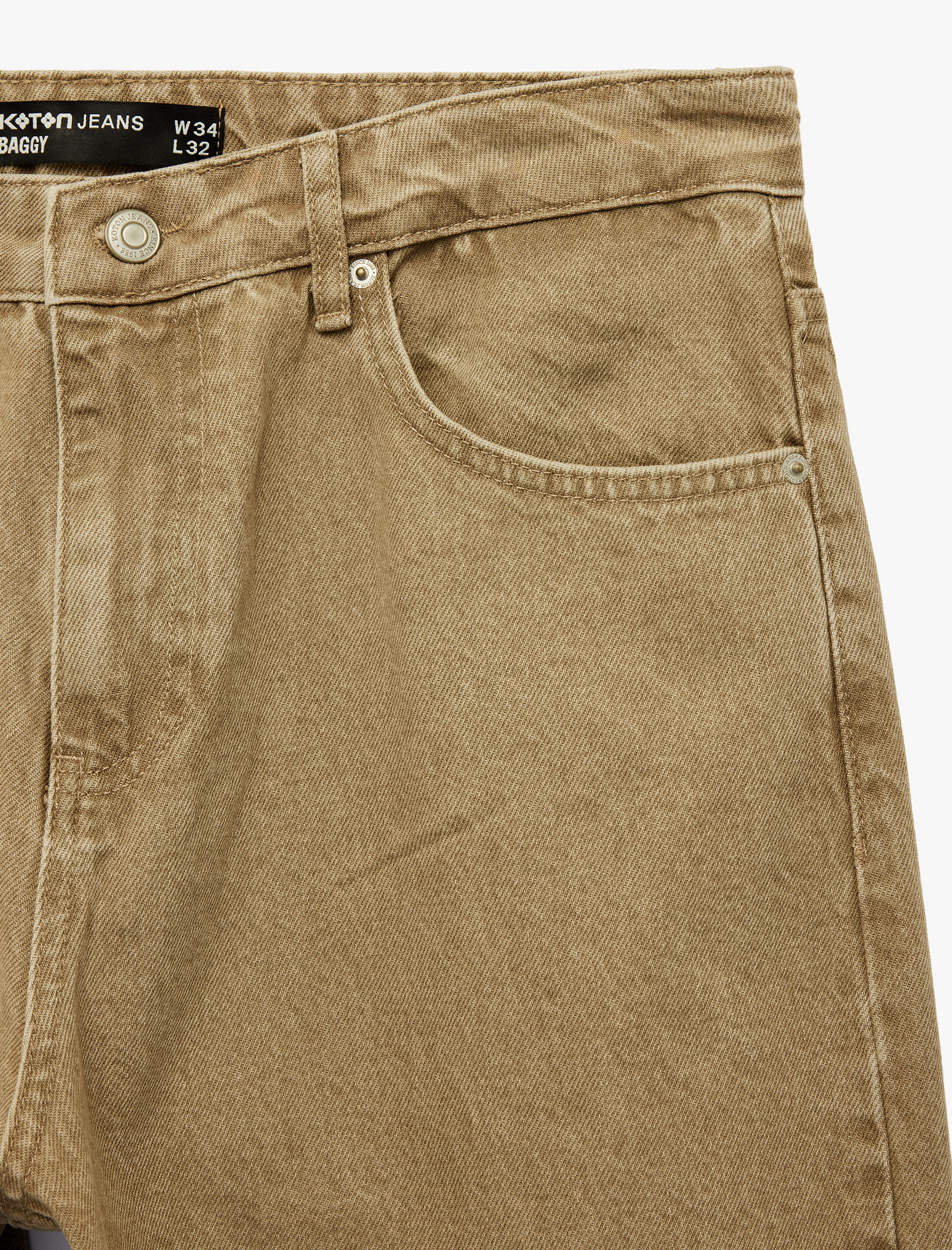   Normal Bel Pamuklu Bol Baggy Jean Pantolon