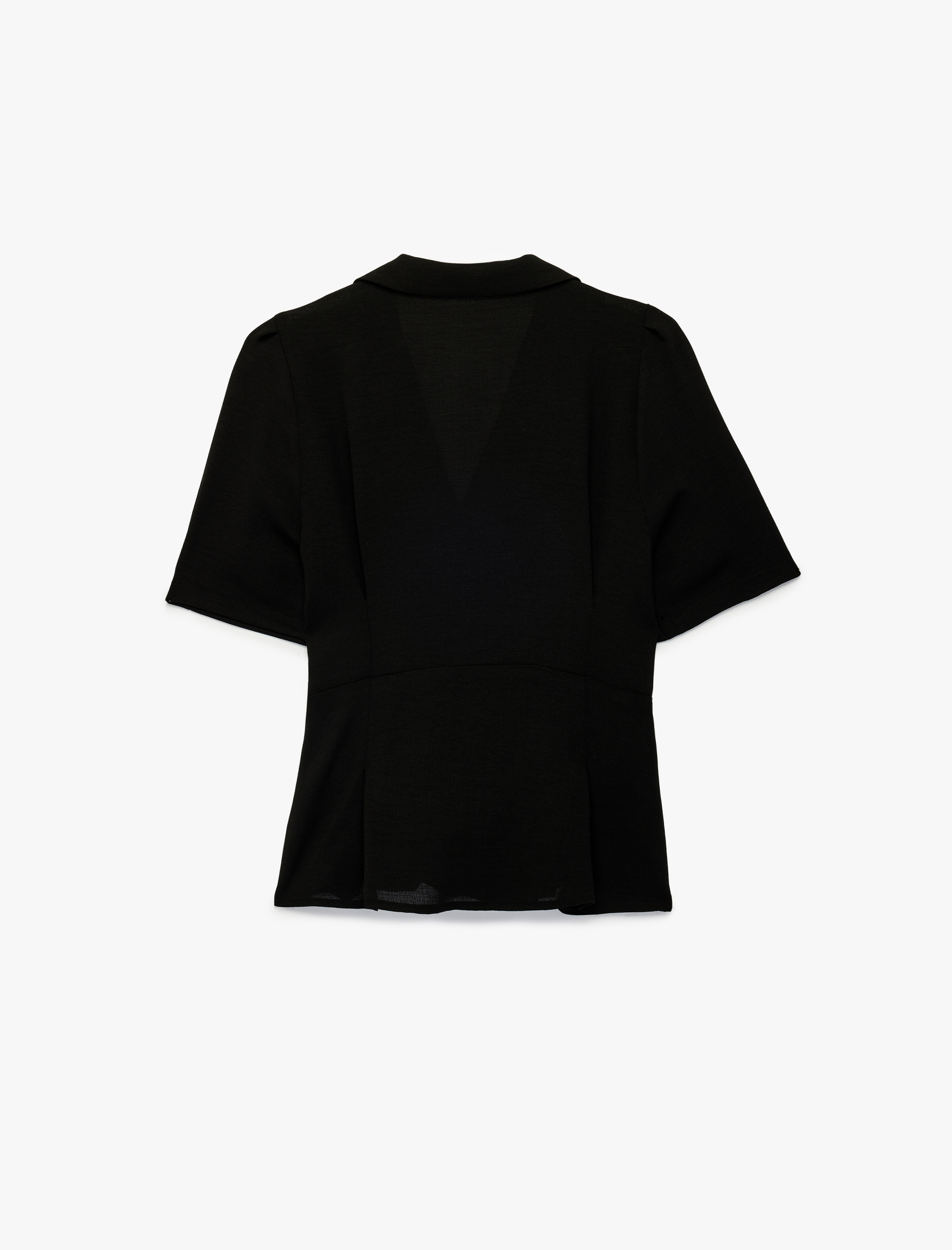   Regular Fit Düğmeli Kısa Kollu Kruvaze Yaka Gömlek