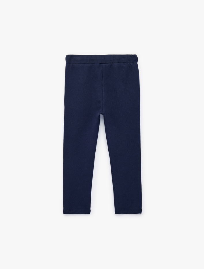 Erkek Bebek Pamuklu Dokulu Beli Bağcıklı Pantolon