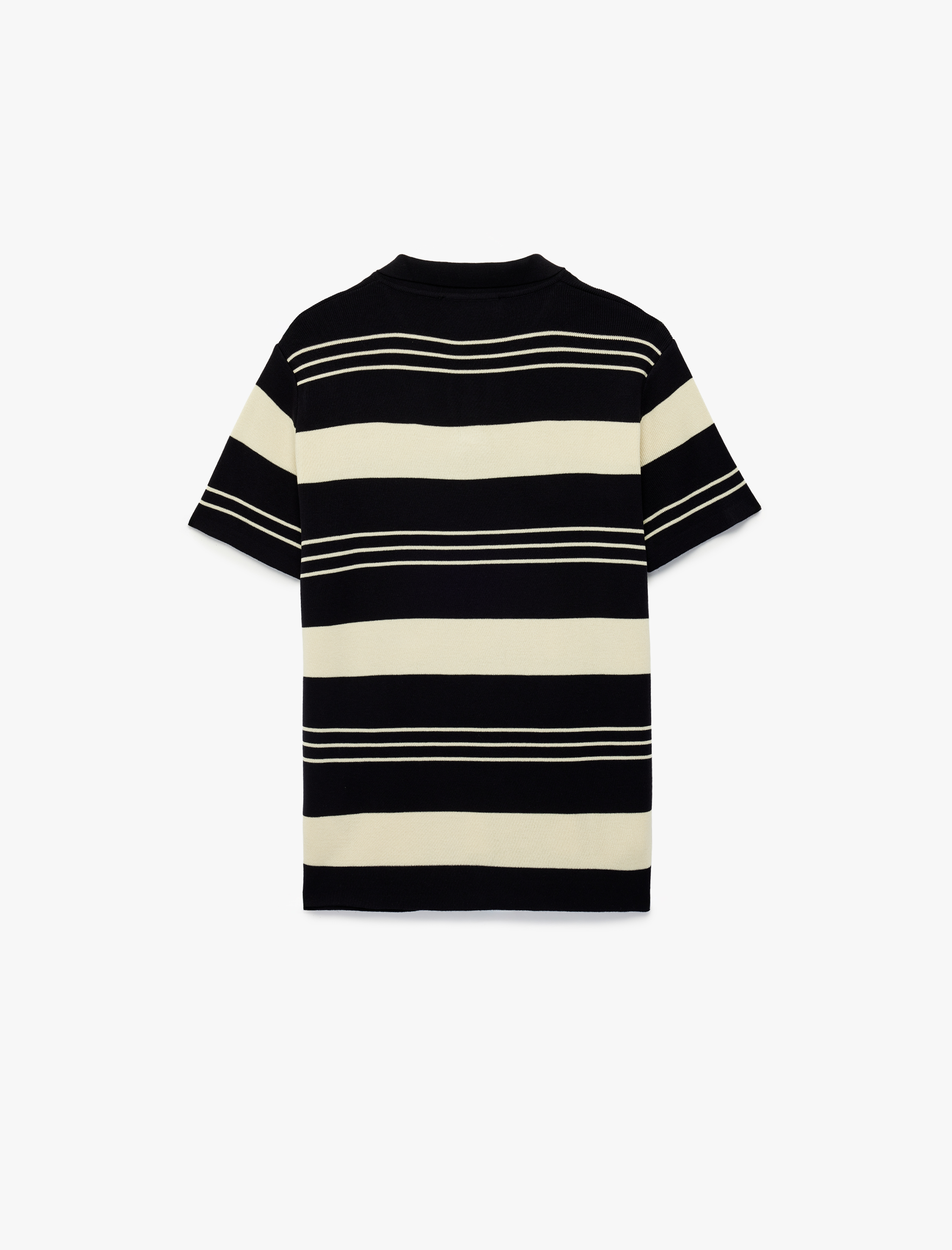   Regular Fit Polo Yaka Çizgili Kısa Kollu Triko Tişört