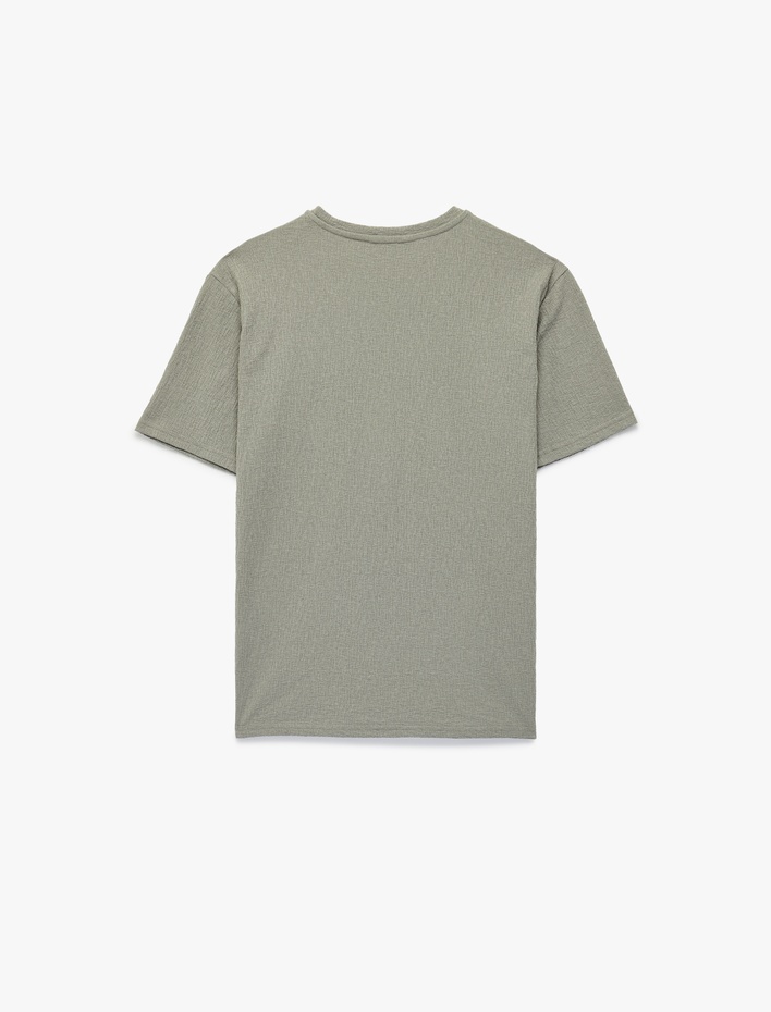  Kısa Kollu Dokulu Bisiklet Yaka Slim Fit Tişört