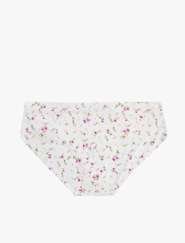  Rahat Kalıp Çiçekli Dantel Detaylı Yüksek Bel Hipster Külot