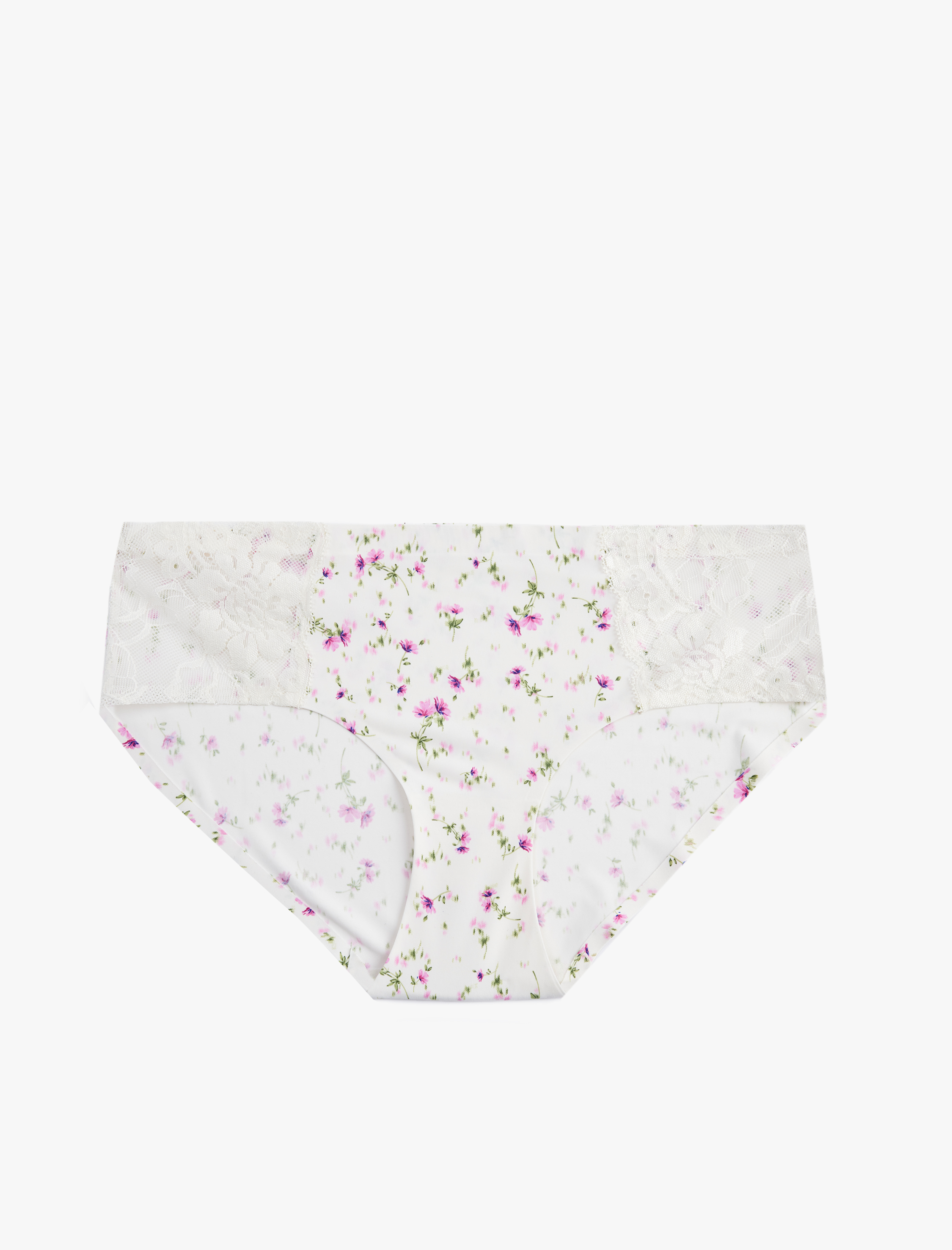   Rahat Kalıp Çiçekli Dantel Detaylı Yüksek Bel Hipster Külot