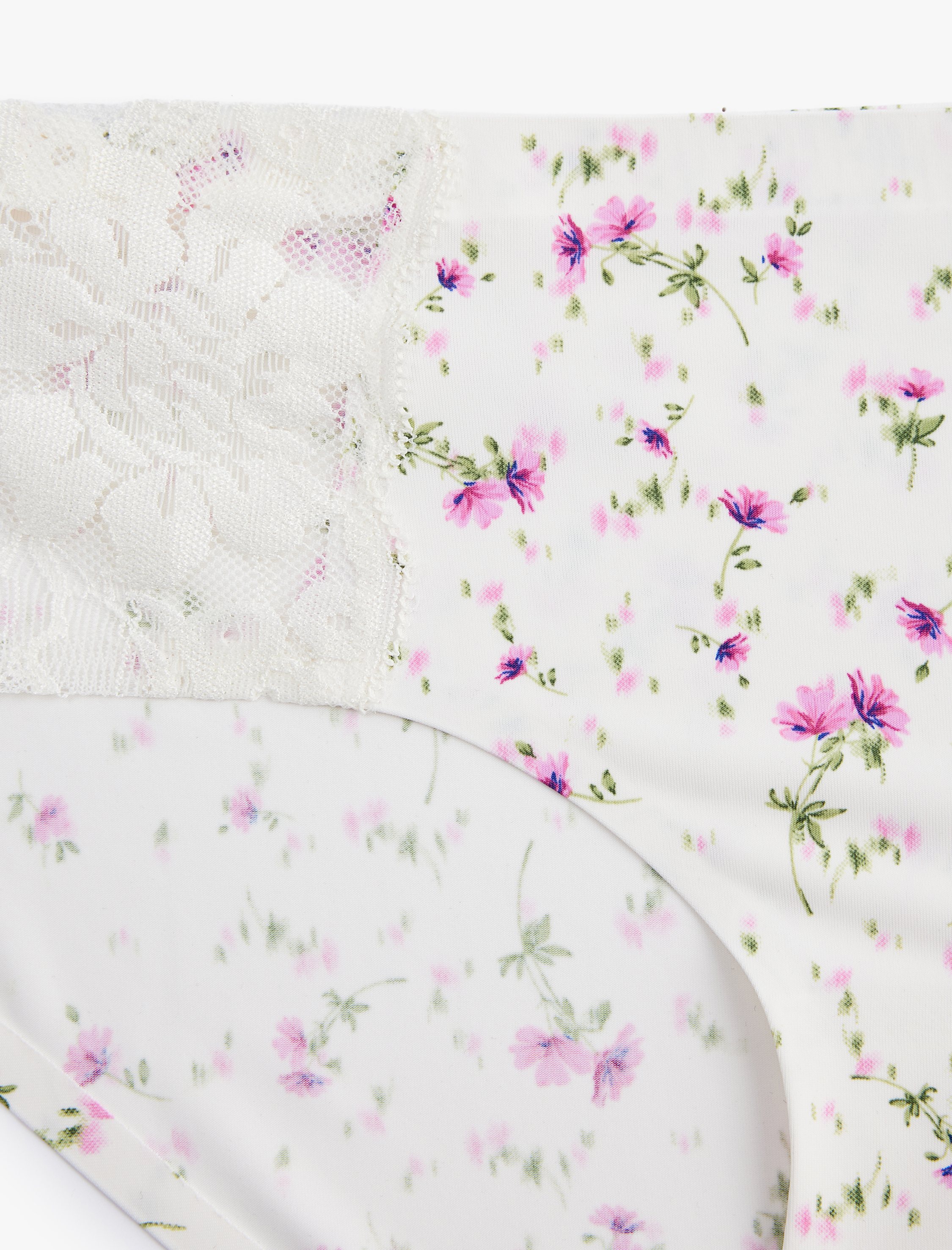   Rahat Kalıp Çiçekli Dantel Detaylı Yüksek Bel Hipster Külot