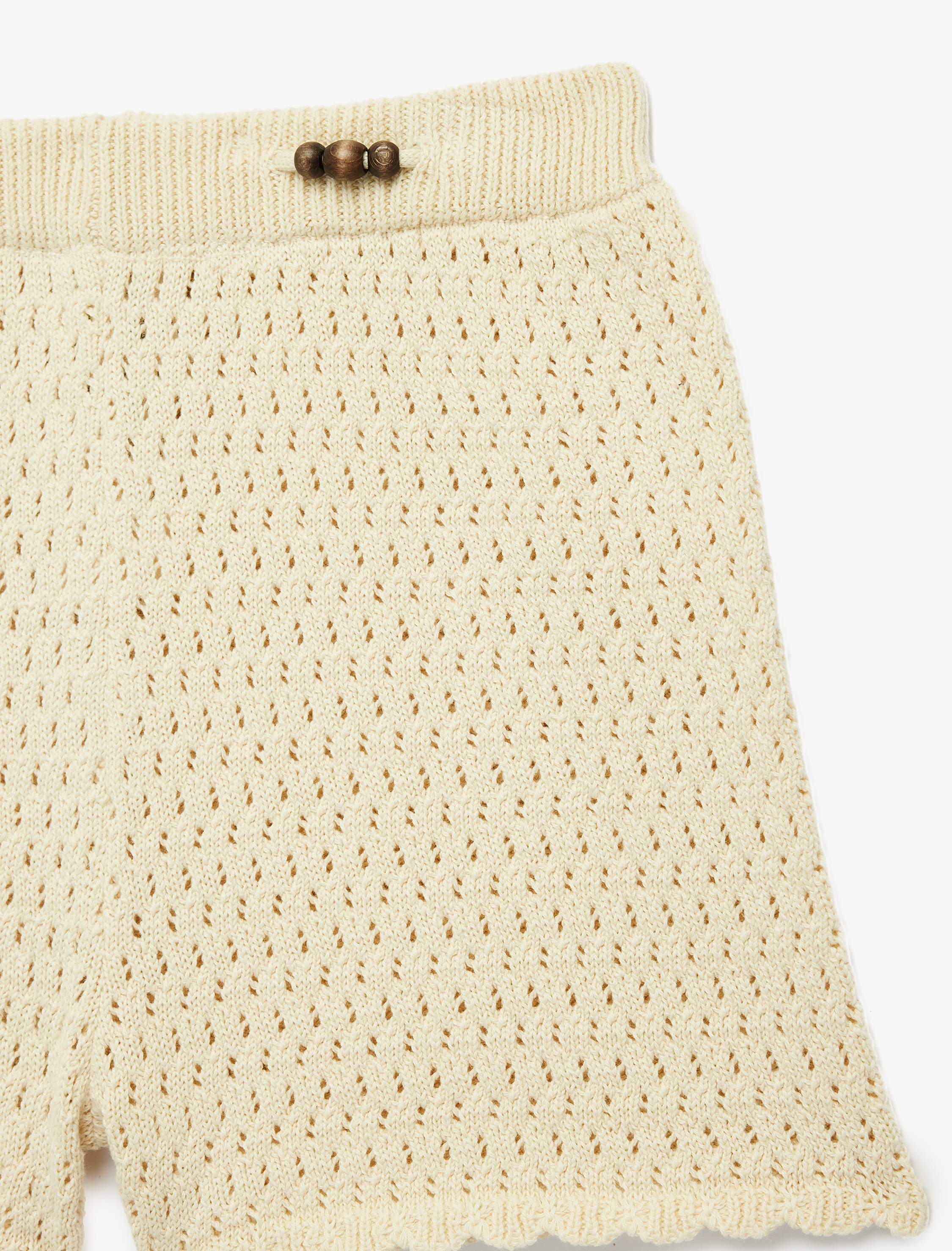  Kız Çocuk Beli Lastikli Pamuklu Ajurlu Triko Şort