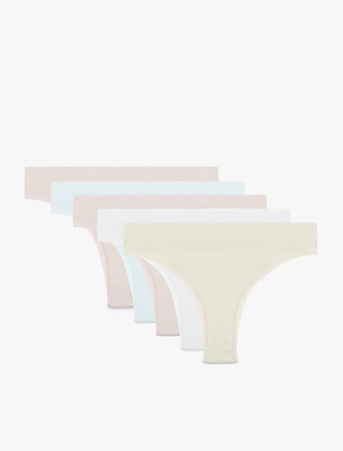  Rahat Kalıp Pamuklu Çok Renkli 5'li Brazilian Külot Seti