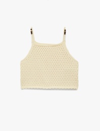 Pamuklu Kare Yaka Ajurlu Askılı Triko Atlet