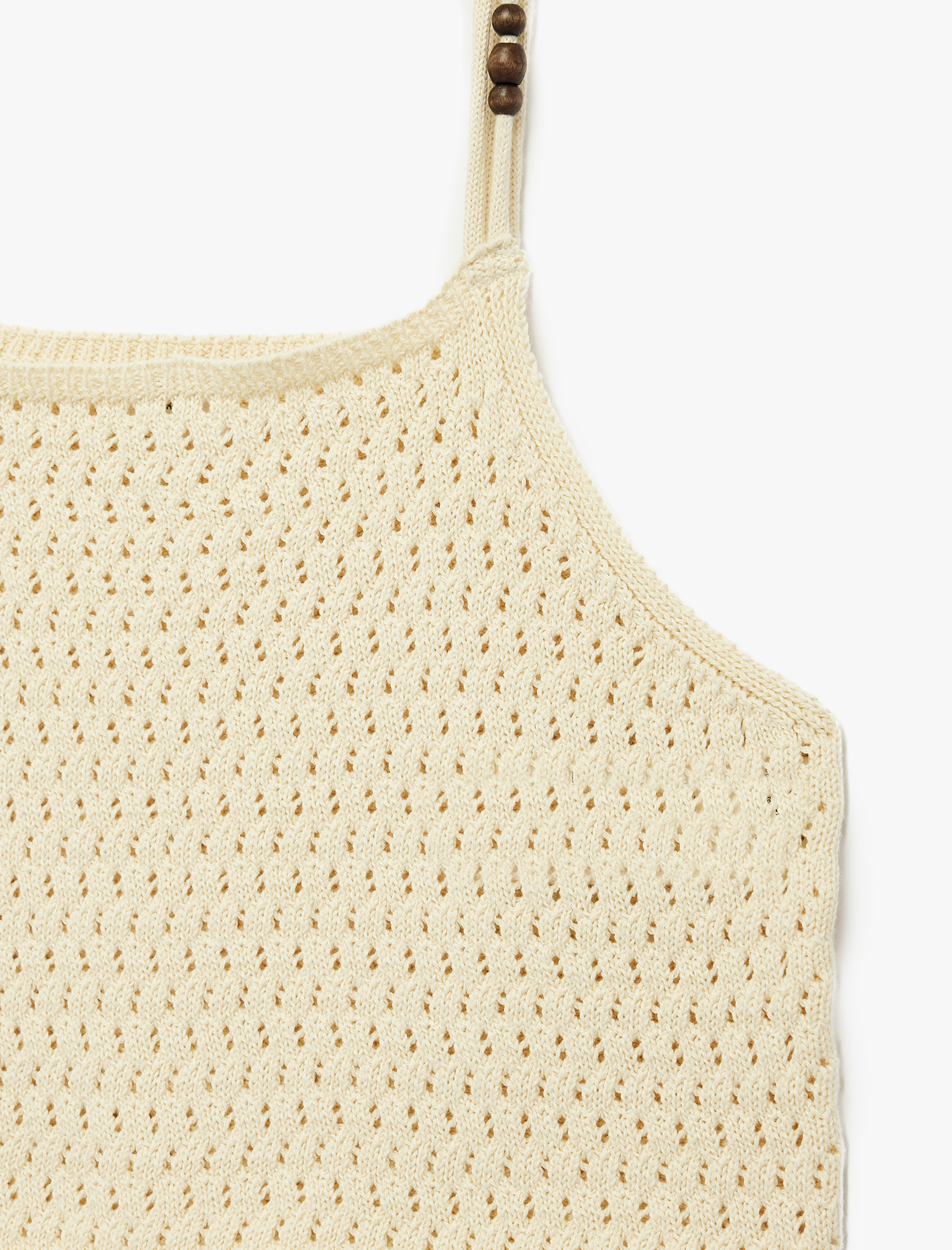  Kız Çocuk Pamuklu Kare Yaka Ajurlu Askılı Triko Atlet