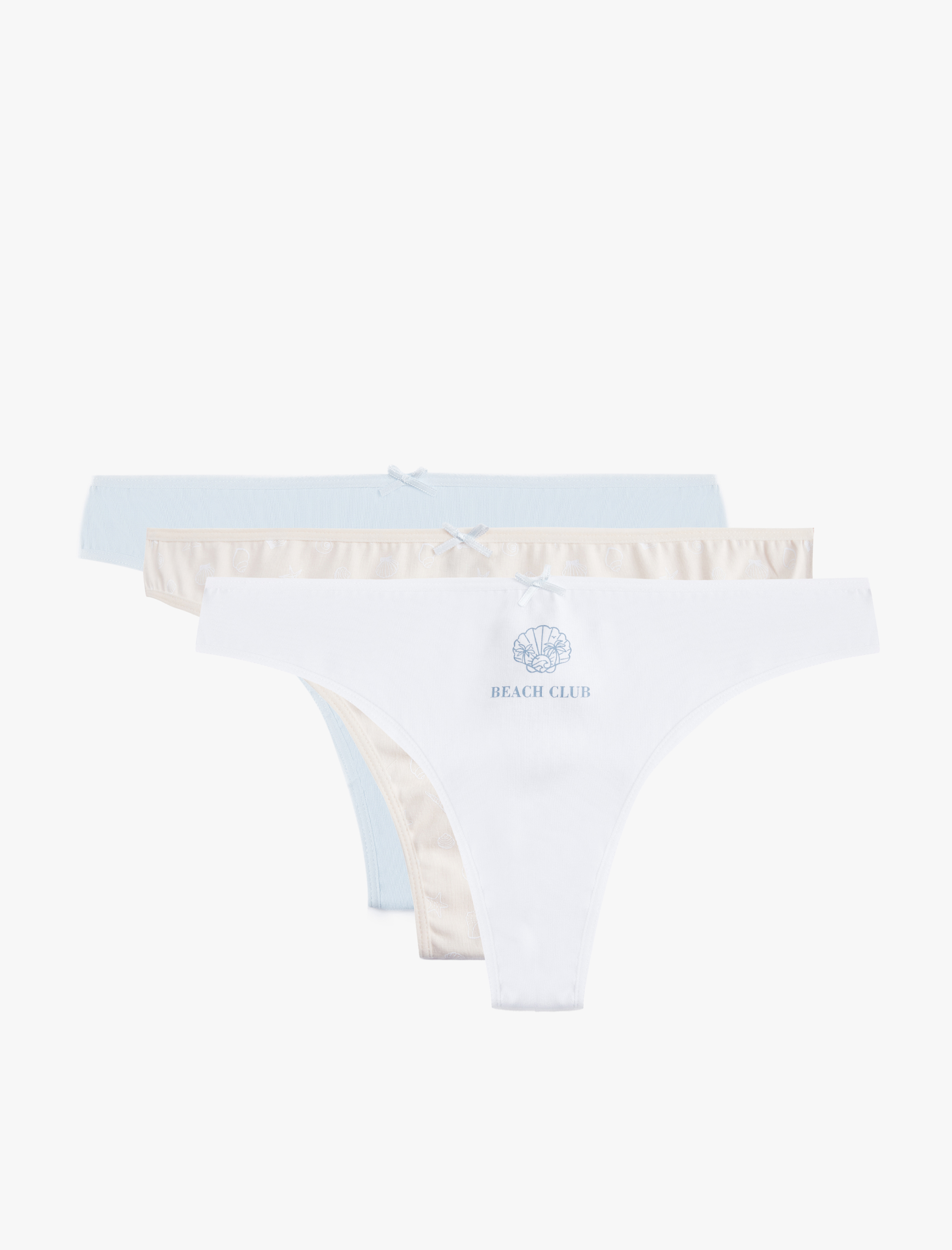   Rahat Kalıp Baskılı Fiyonklu 3'lü Brazilian Külot Seti