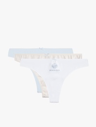 Rahat Kalıp Baskılı Fiyonklu 3'lü Brazilian Külot Seti