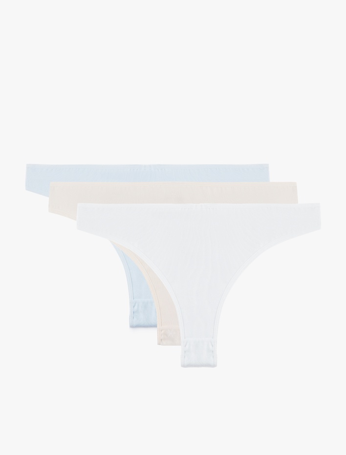  Rahat Kalıp Baskılı Fiyonklu 3'lü Brazilian Külot Seti