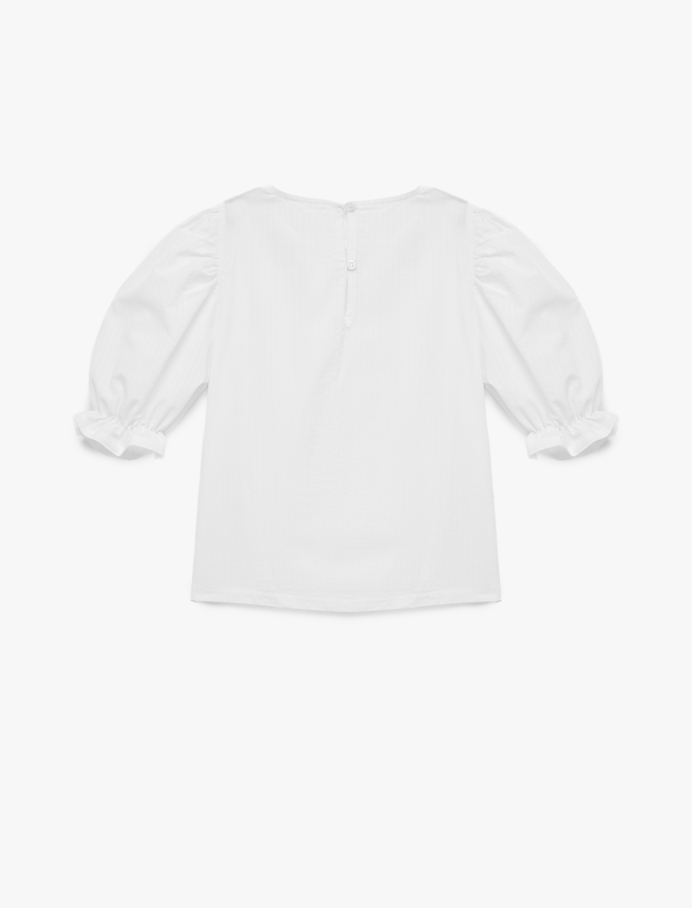  Kız Çocuk Pamuklu Viskon Karışımlı Balon Kollu Bisiklet Yaka Bluz