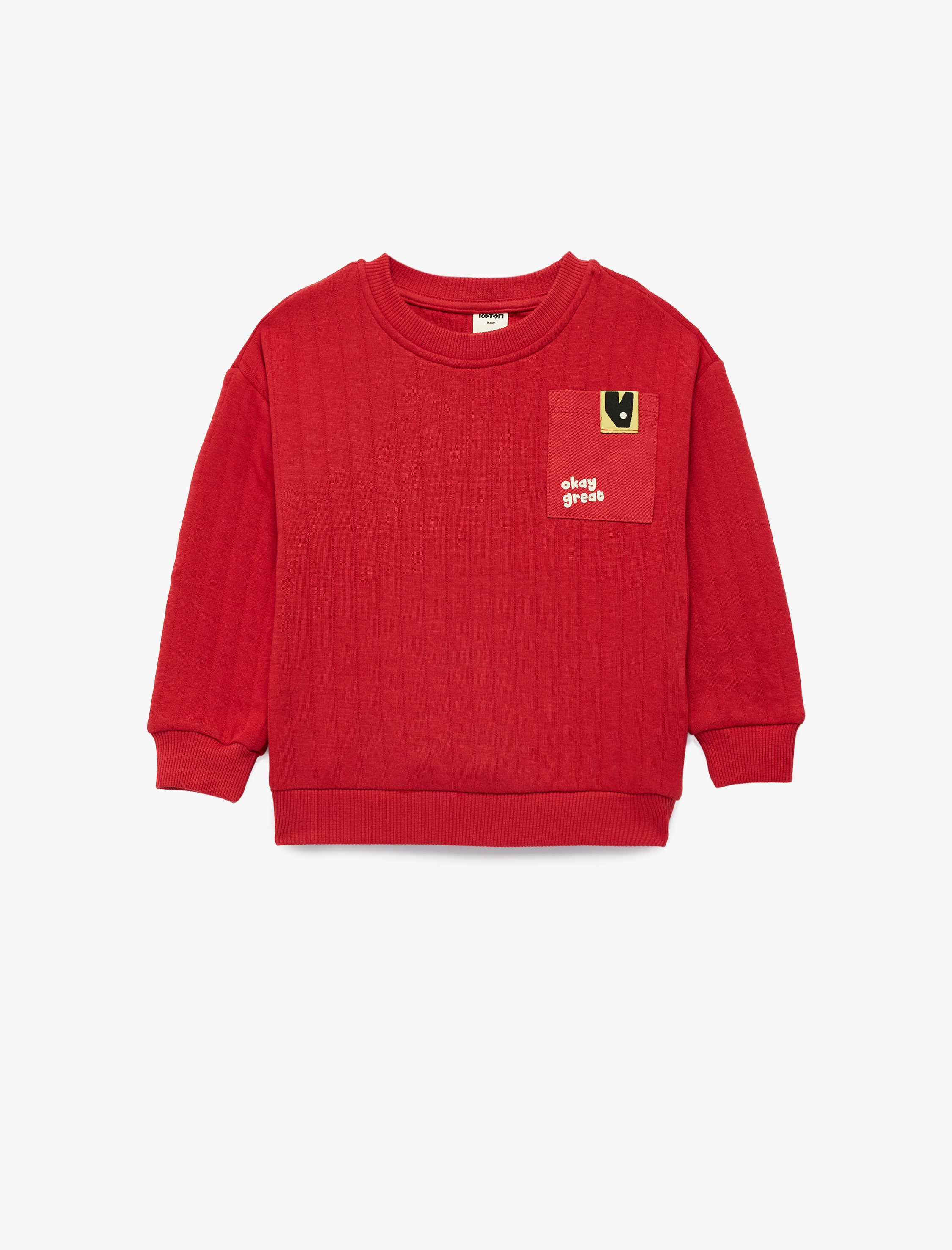  Erkek Bebek Şardonlu Uzun Kollu Bisiklet Yaka Pamuklu Sweatshirt