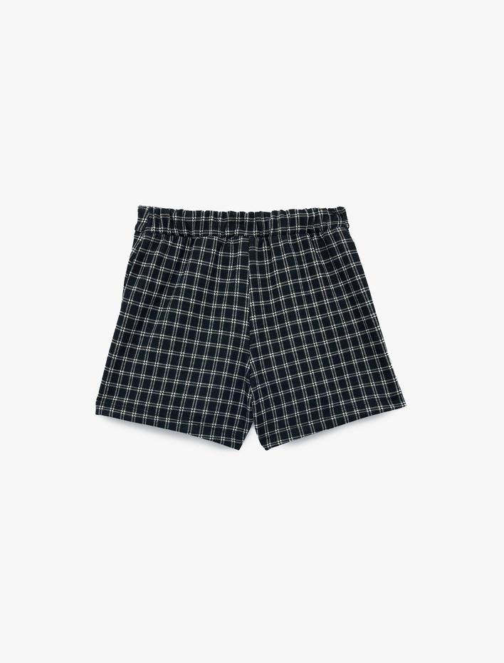 Kız Bebek Beli Lastikli Ekoseli Şort Etek