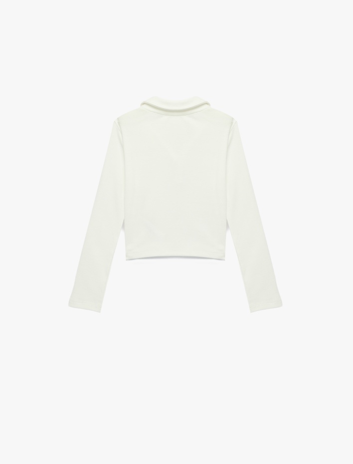 Kız Çocuk Pamuklu Uzun Kollu Kaşkorse Polo Yaka Tişört