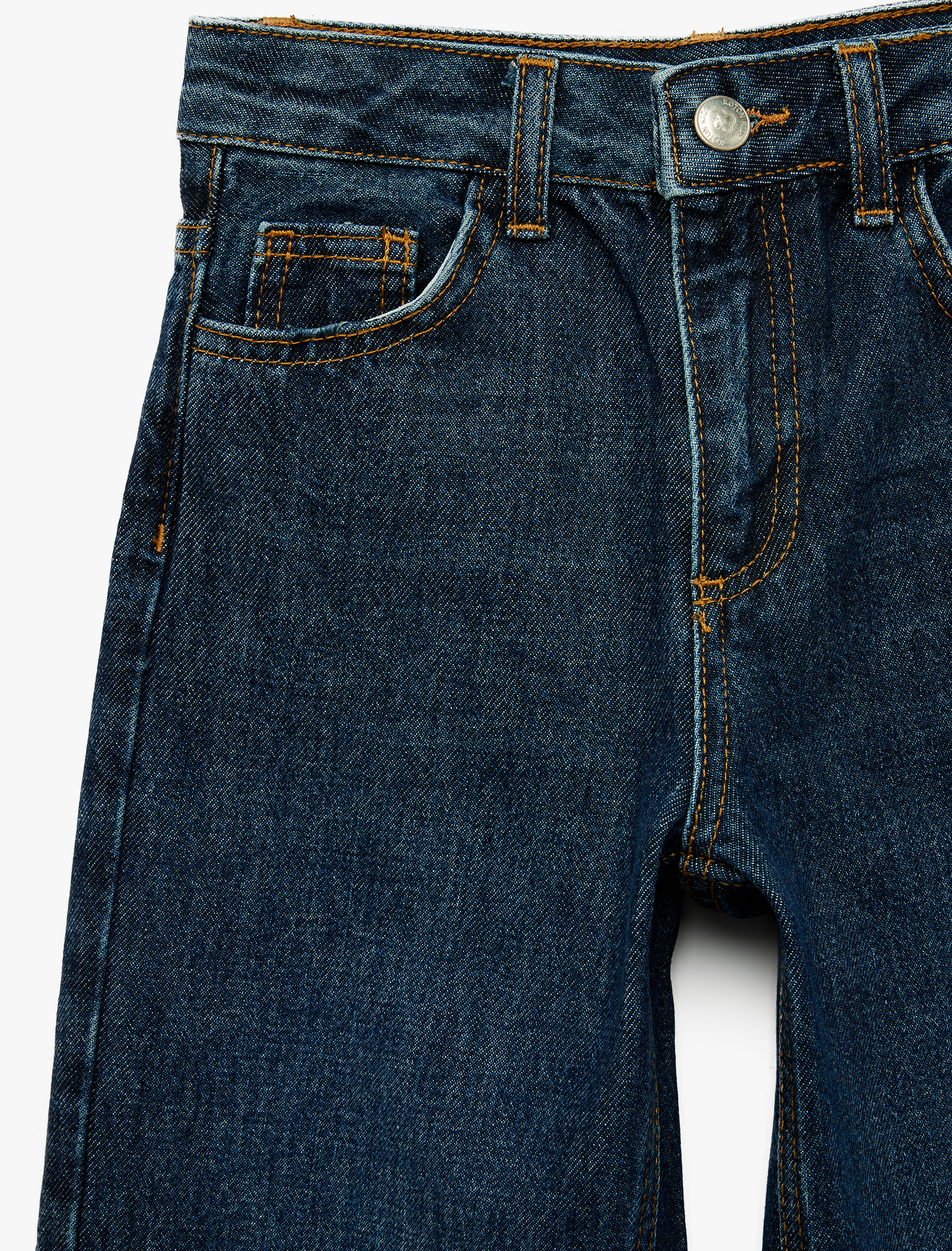  Kız Çocuk Pamuklu Kanat İşleme Detaylı Geniş Paça Denim Pantolon