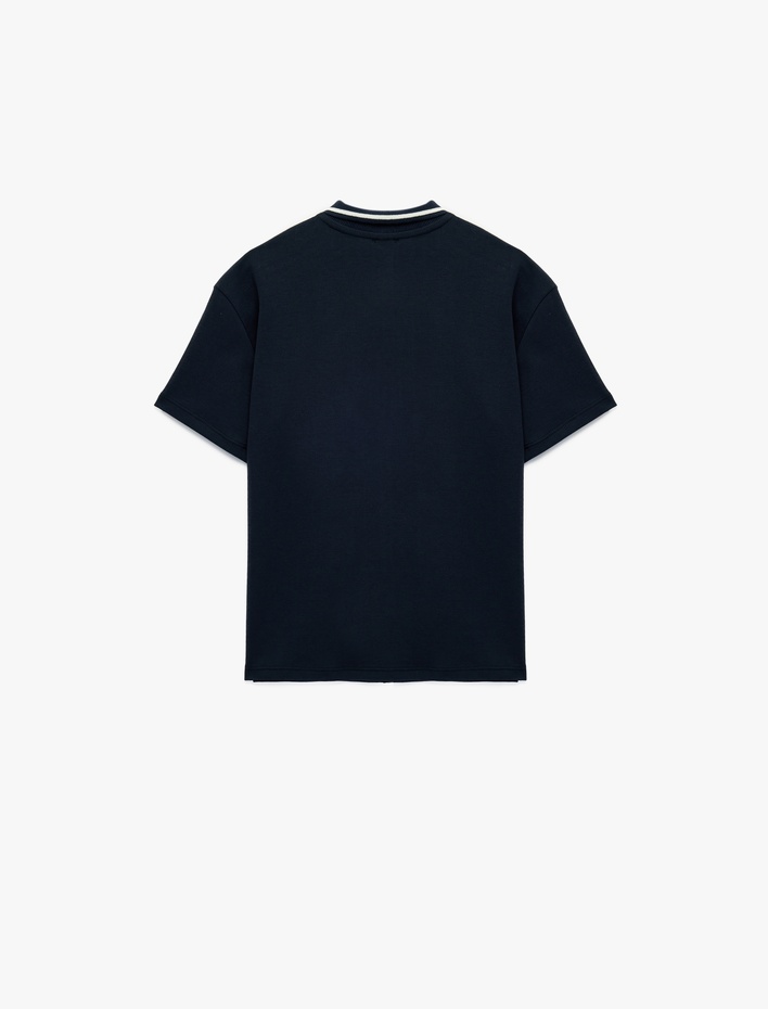 Erkek Çocuk Çizgi Detaylı Çıtçıt Düğme Kapamalı Kısa Kollu Polo Yaka Tişört