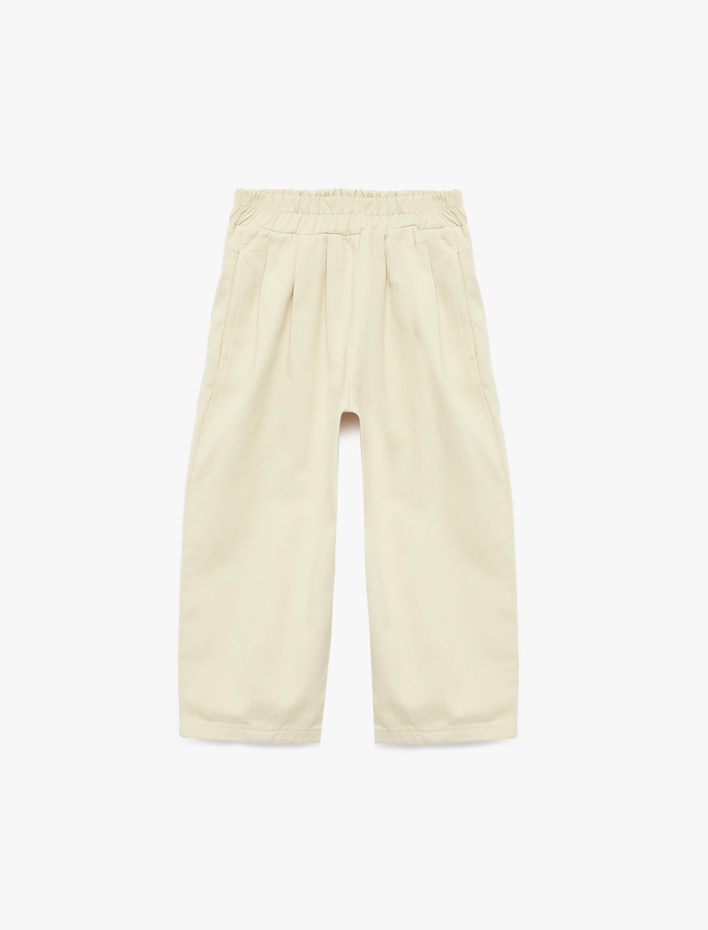 Kız Bebek Pamuklu Bol Kesim Pile Detaylı Balon Form Pantolon