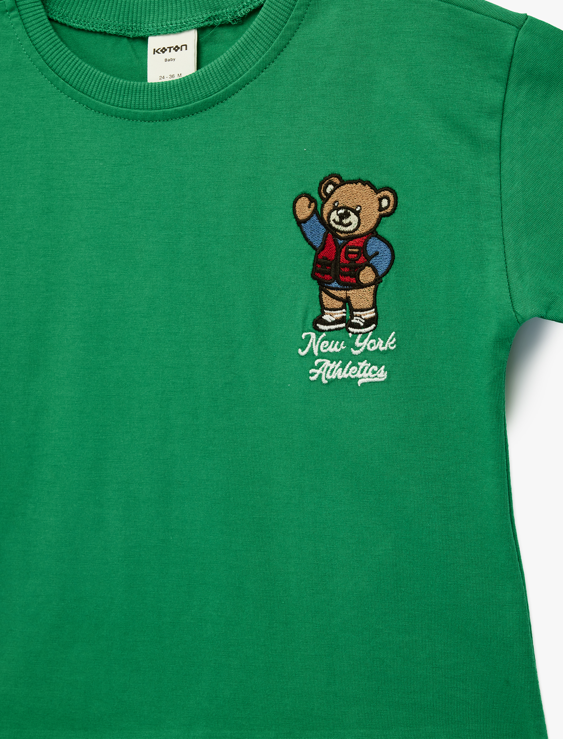  Erkek Bebek Pamuklu Kısa Kollu Bisiklet Yaka Baskılı Tişört