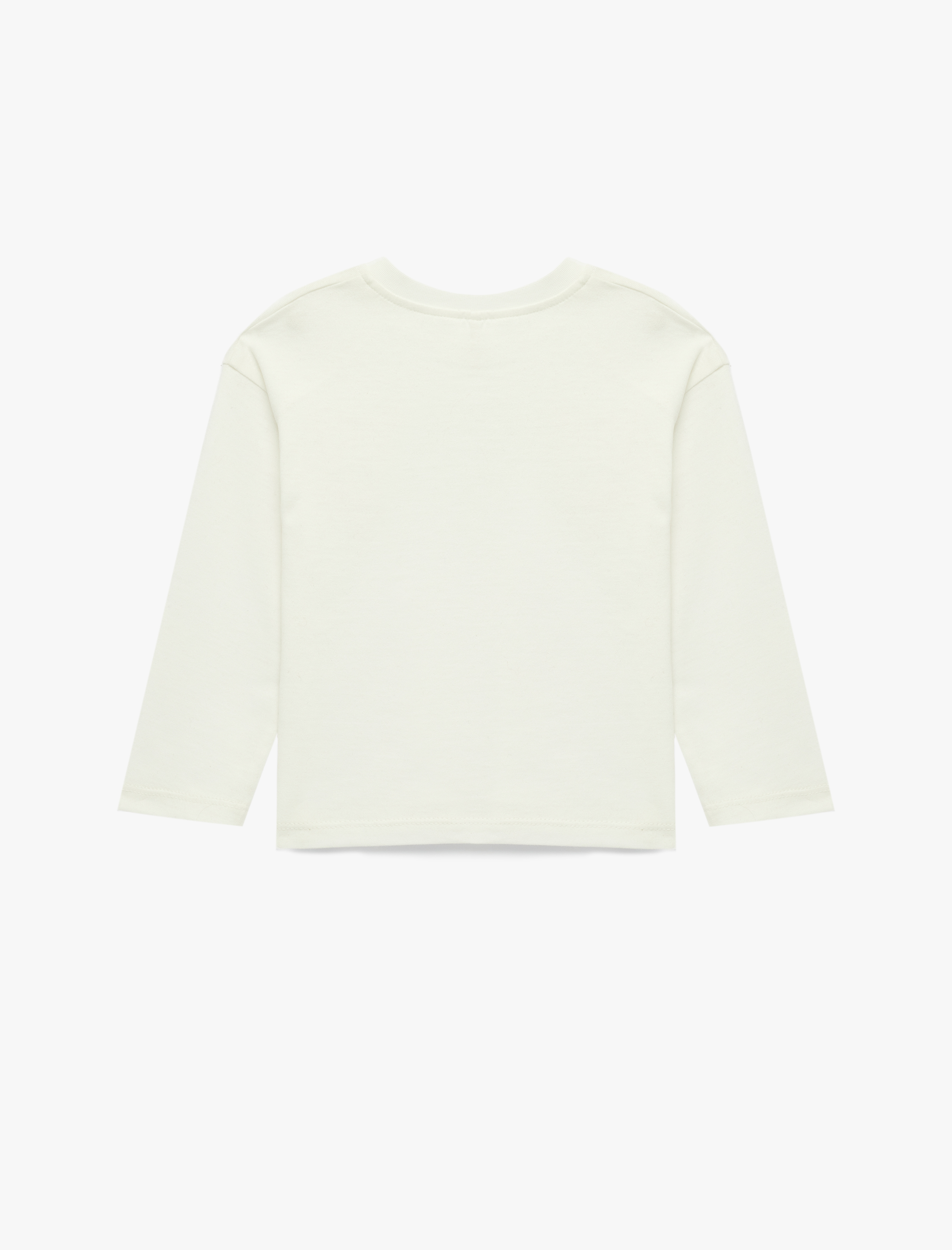  Kız Bebek Uzun Kollu Bisiklet Yaka Kalp Aplikeli Pamuklu Tişört