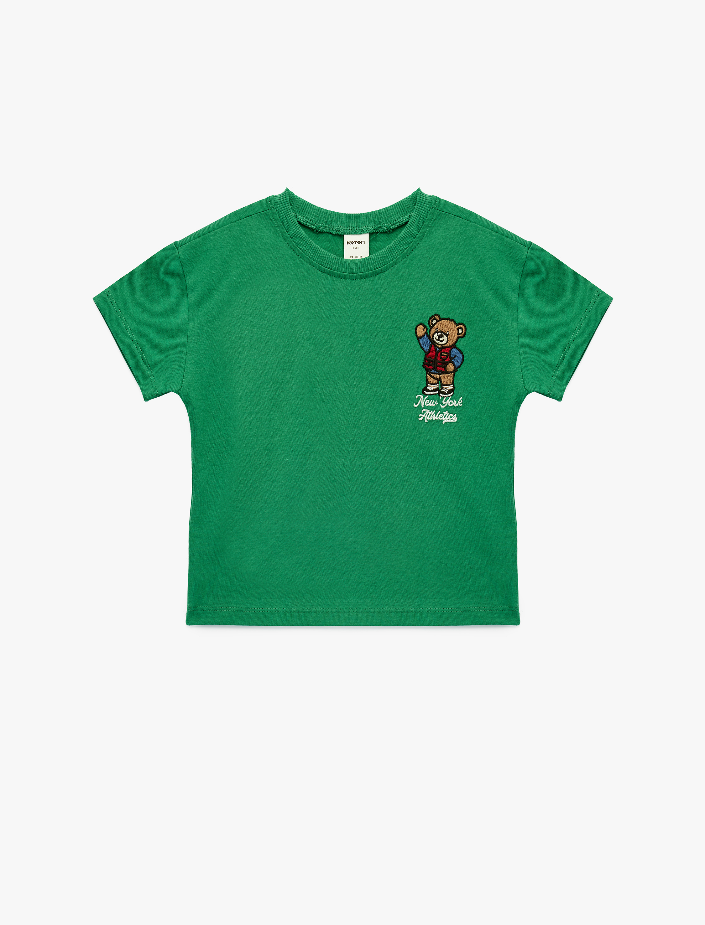  Erkek Bebek Pamuklu Kısa Kollu Bisiklet Yaka Baskılı Tişört