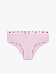 Rahat Kalıp Kiraz Baskılı Pamuklu Yüksek Bel Hipster Külot