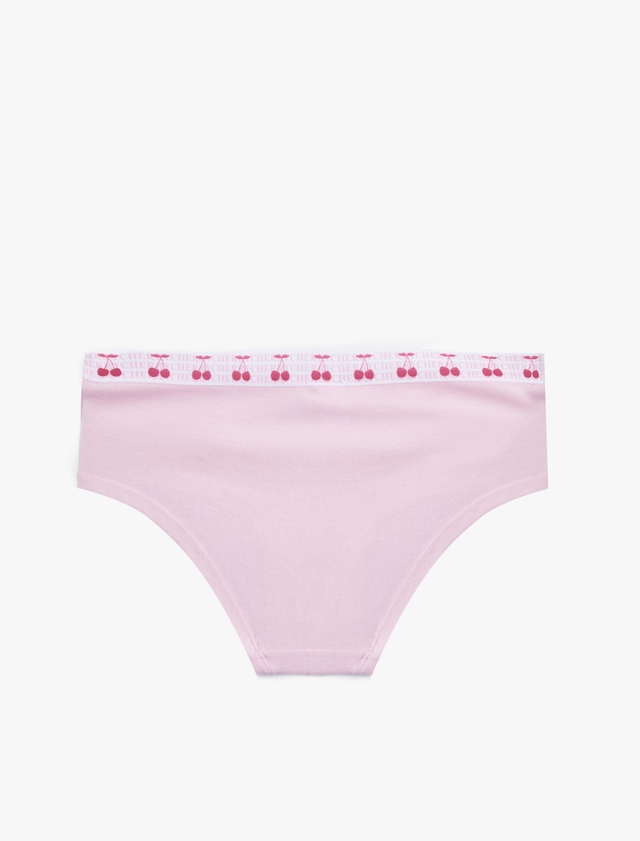  Rahat Kalıp Kiraz Baskılı Pamuklu Yüksek Bel Hipster Külot