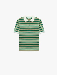 Pamuklu Kısa Kollu Polo Yaka Çizgili Tişört