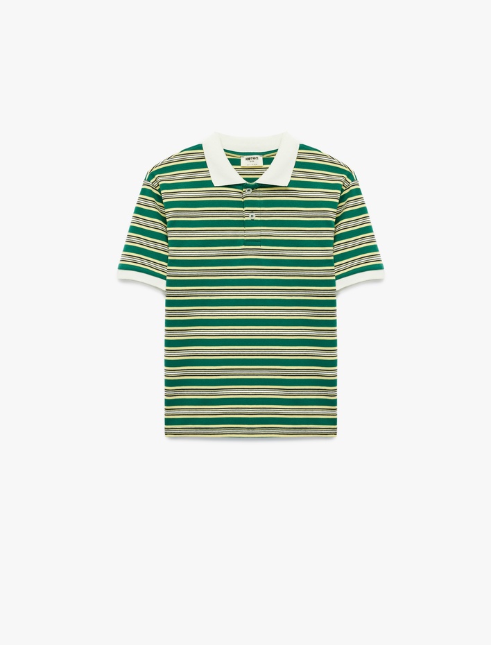 Erkek Çocuk Pamuklu Kısa Kollu Polo Yaka Çizgili Tişört