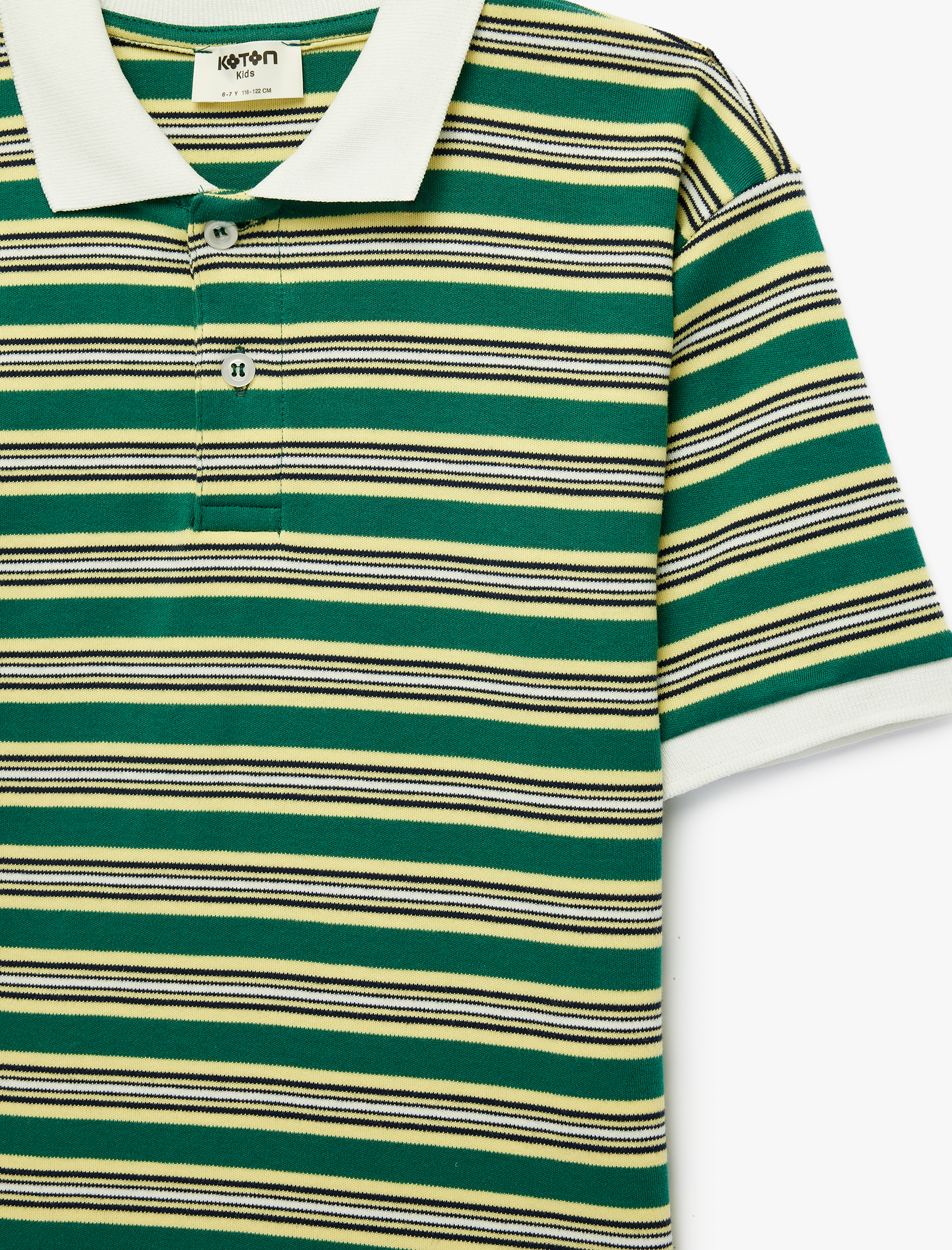  Erkek Çocuk Pamuklu Kısa Kollu Polo Yaka Çizgili Tişört