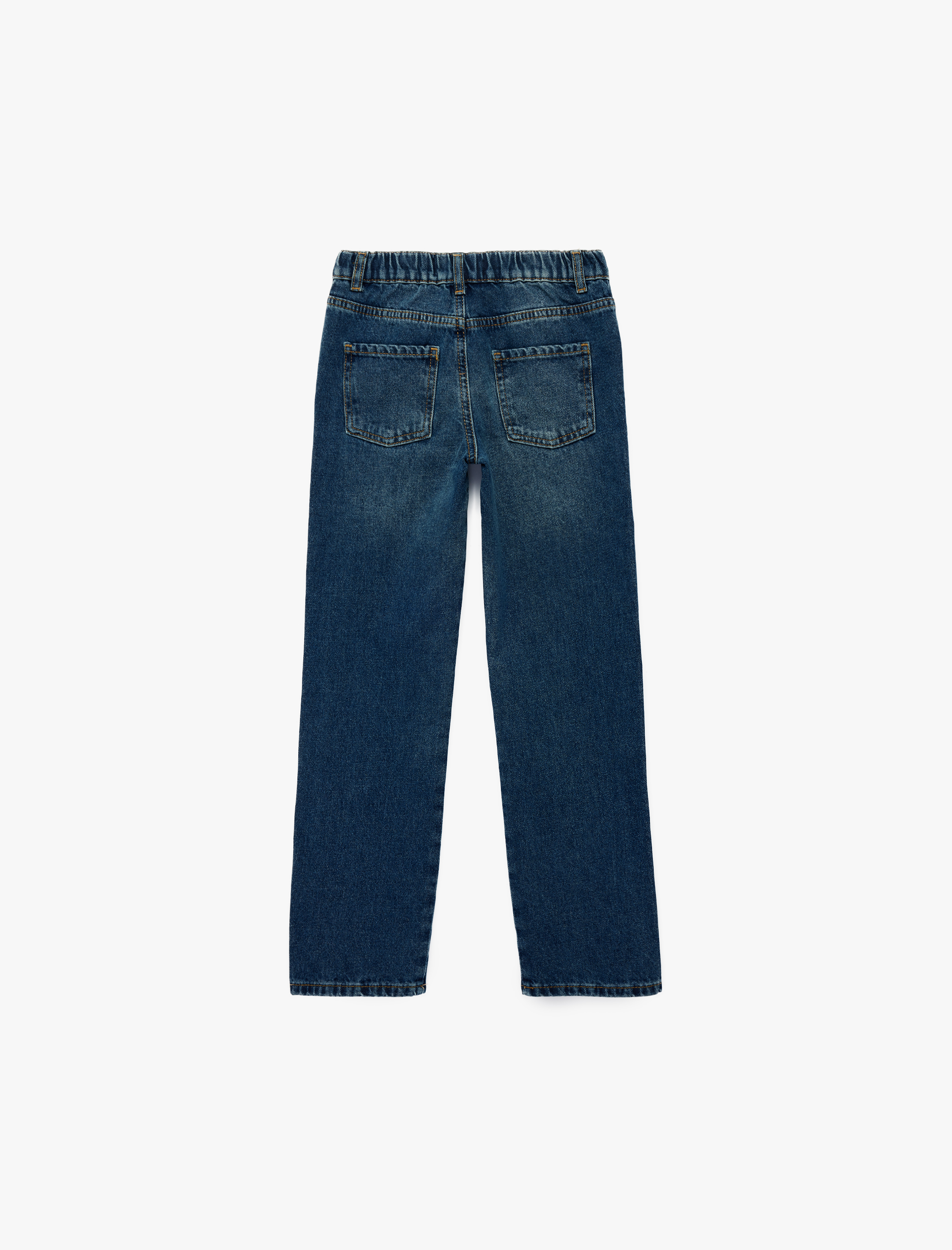  Erkek Çocuk Beli Bağcıklı Rahat Kesim Pamuklu Baggy Jean Pantolon