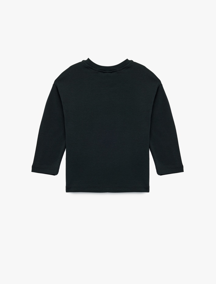 Erkek Bebek Uzun Kollu Pamuklu Bisiklet Yaka Kapibara Baskılı Tişört