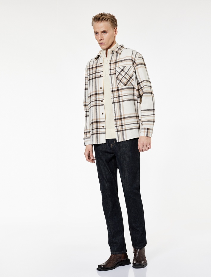  Uzun Kollu Klasik Yaka Regular Fit Cep Detaylı Oduncu Gömlek